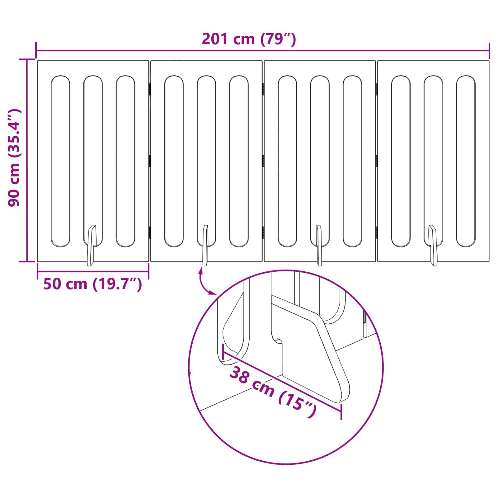 vidaXL Valla plegable para mascotas Madera de ingenier&iacute;a Mascotas Sala Estar, , large Imagen numero 4