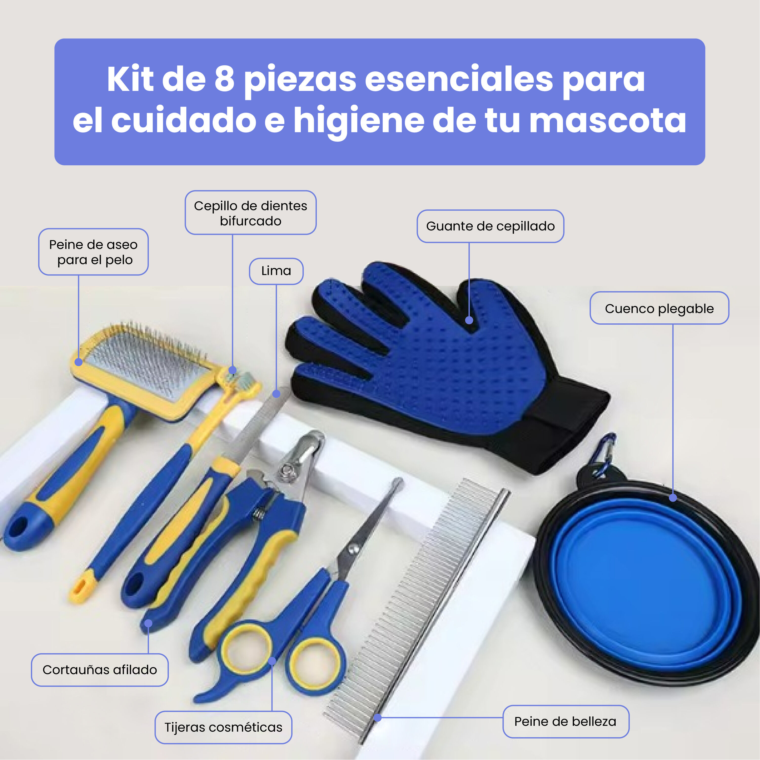 TheKingPet Kit de Aseo 8 en 1 para perro y gato thumbnail