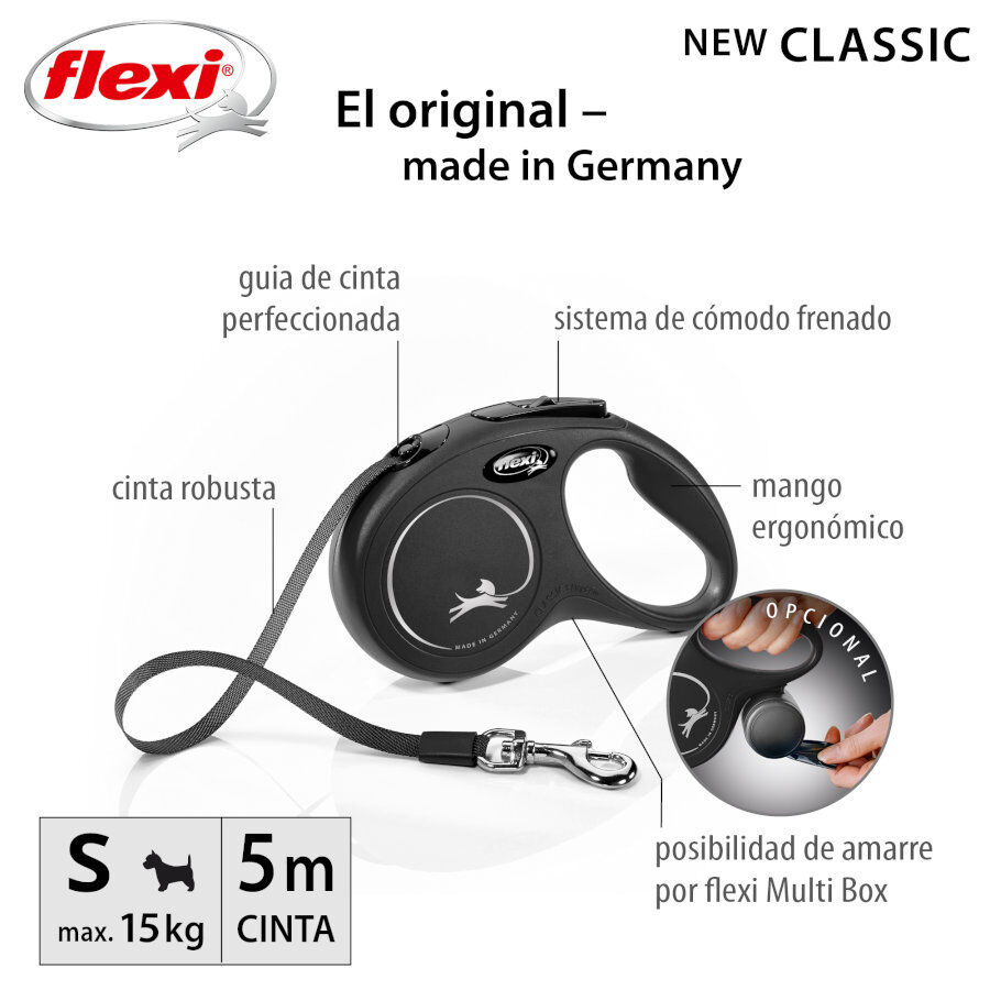 Flexi New Classic Correa Extensible Negra para perros, , large Imagen numero 7