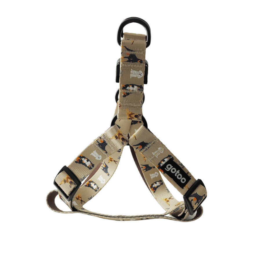 Gotoo Arnés ajustable estampado marrón para perros thumbnail