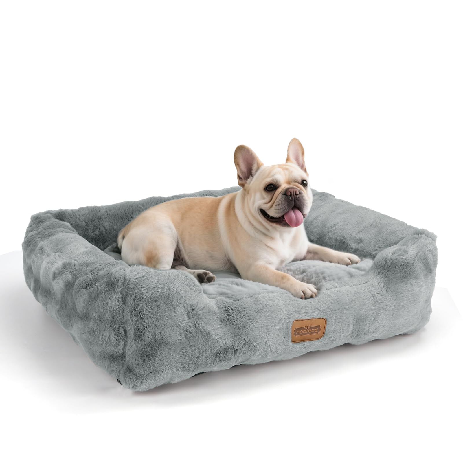 Nobleza Cama Perros Peque&ntilde;os, Cama Gatos Peludo y Mullido, Felpa de Burbujas Ultra Suave, Acolchado Reforzado, Funda Desenfundable F&aacute;cil Limpieza, Base Antideslizante, 85x75x20cm, Gris, , large Imagen numero 6