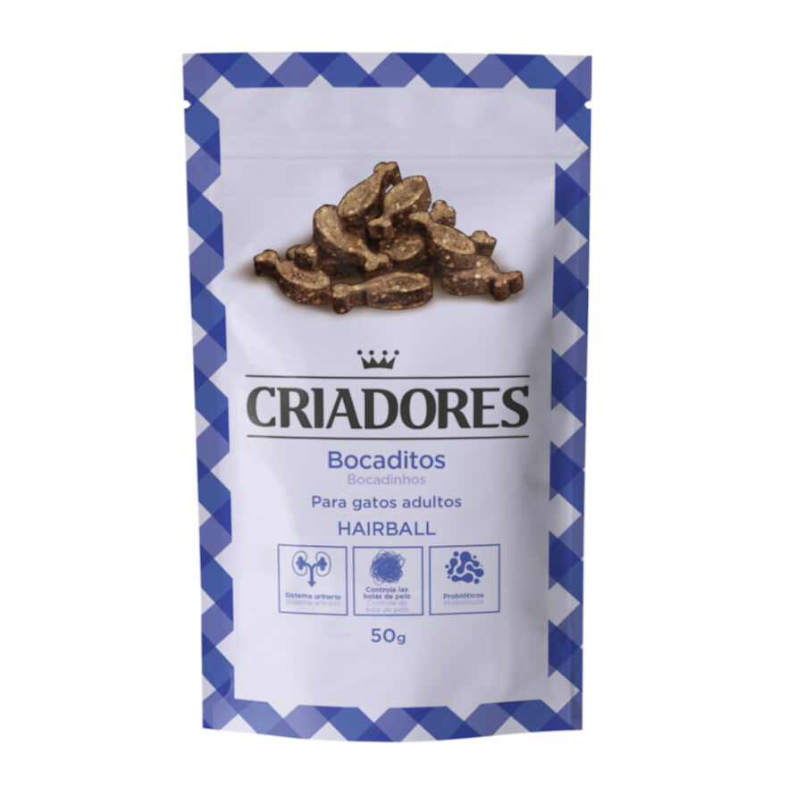 Criadores Bocaditos Hairball snack de Pavo para gatos
