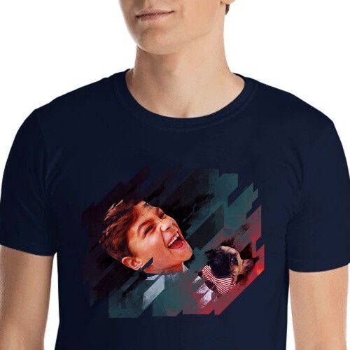 Mascochula camiseta hombre electronic personalizada con tu mascota azul marino thumbnail