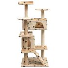 Rascador con poste de sisal para gatos color Beige Huellas, , large image number null