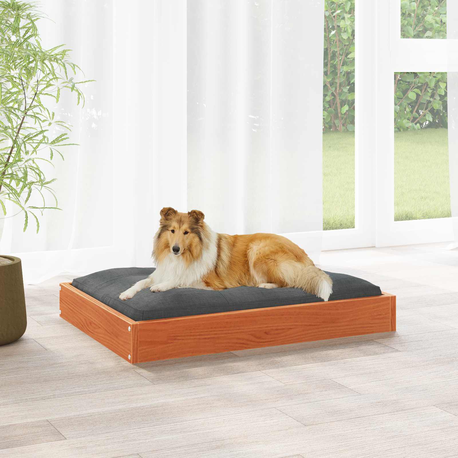 vidaXL Cama para Perros Madera Maciza Pino Animal Mueble Mascota Multicolor, , large Imagen numero 2
