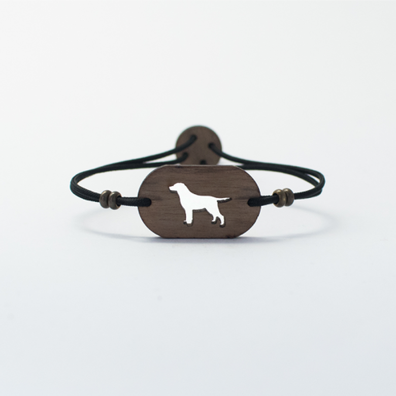 Pulsera de madera Labrador personalizable color Negro, , large image number null