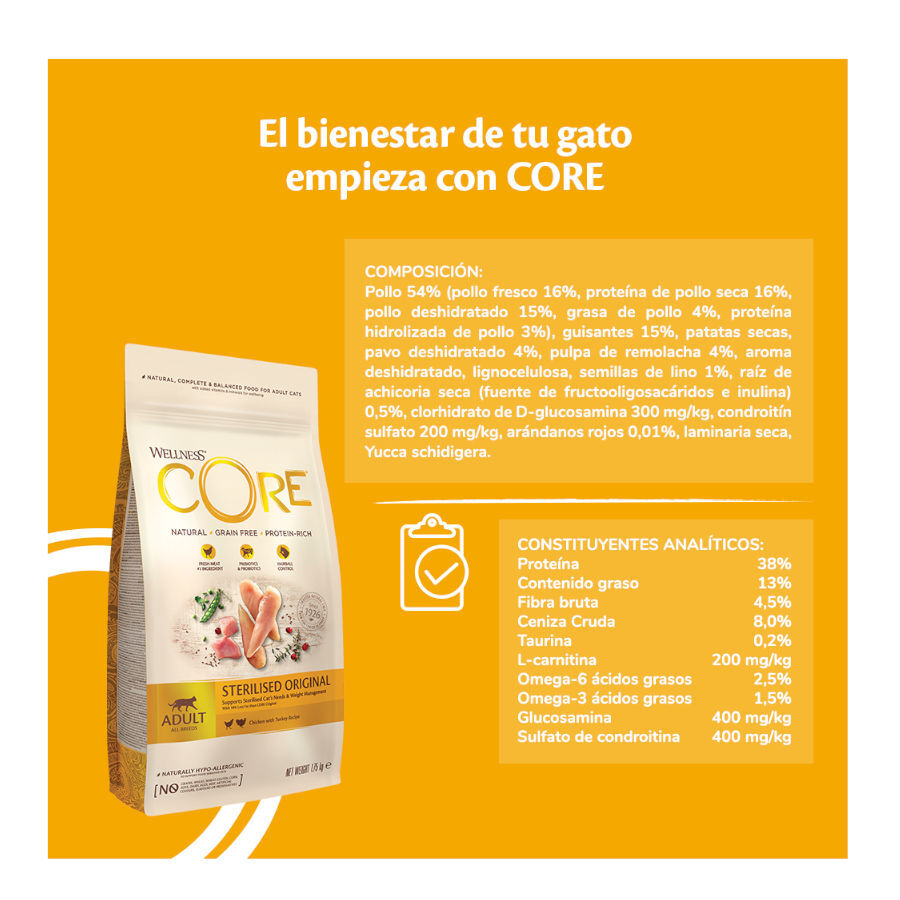 Wellness Core Adult Sterilised Pollo y Pavo pienso para gatos thumbnail
