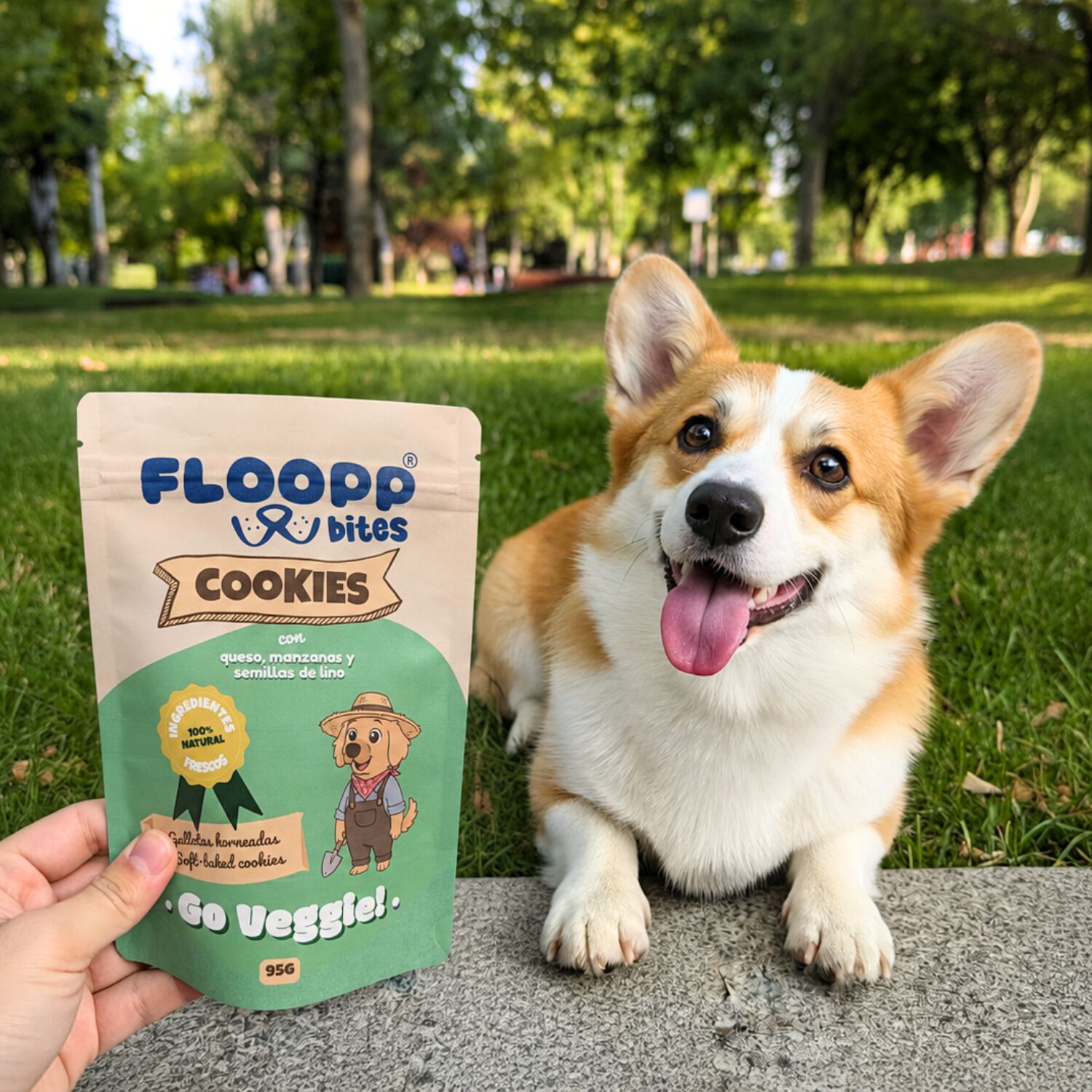Floopp Bites Galletas Naturales Vegetarianas para Perros | Go Veggie! 95 g, , large Imagen numero 2
