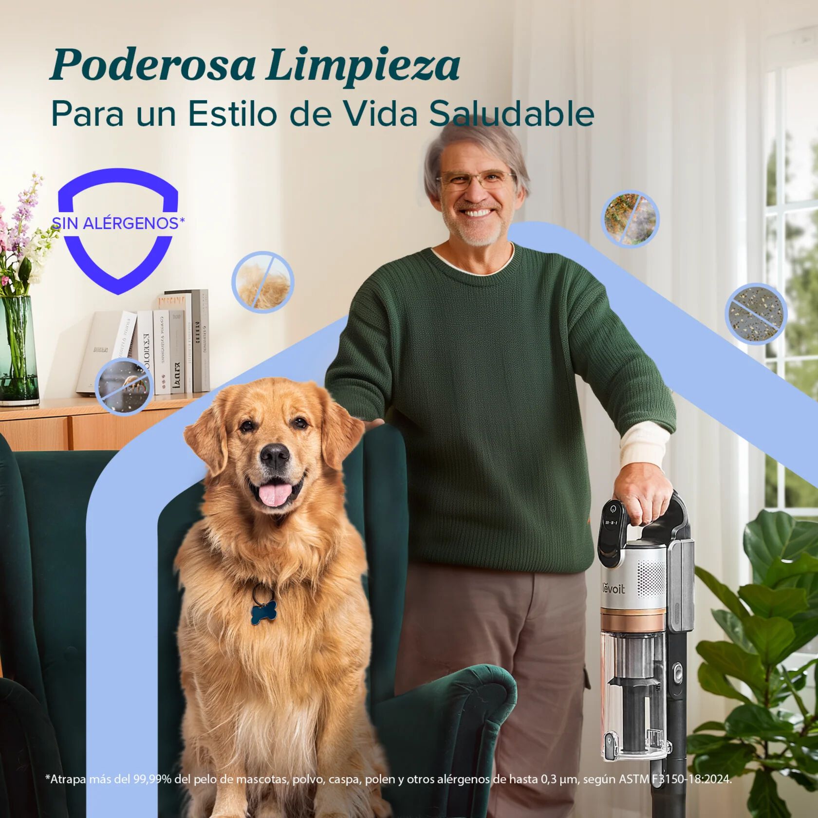 LEVOIT Aspiradora inalámbrica LVAC-300 Plus con un cepillo anti-enredos, motor 240W y cabezal flexible de 180° thumbnail