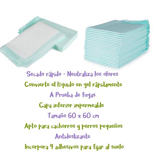 Peppo and Pets- 100 Empapadores para perros 60x60 cm- S&uacute;per absorbentes-4 adhesivos para fijar al suelo, , large Imagen numero 5