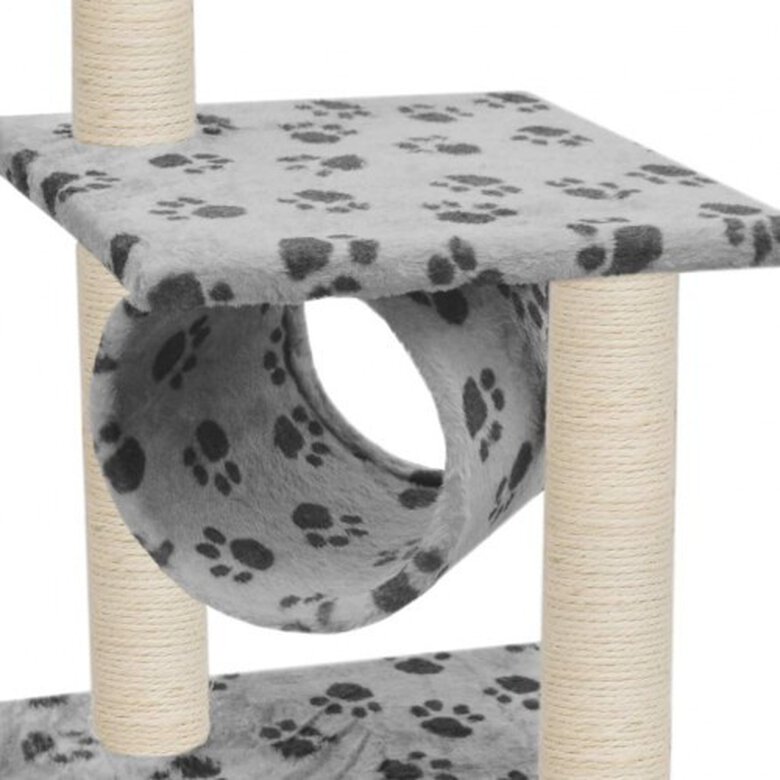 Rascador con postes de sisal para gatos color Gris Huellas, , large image number null