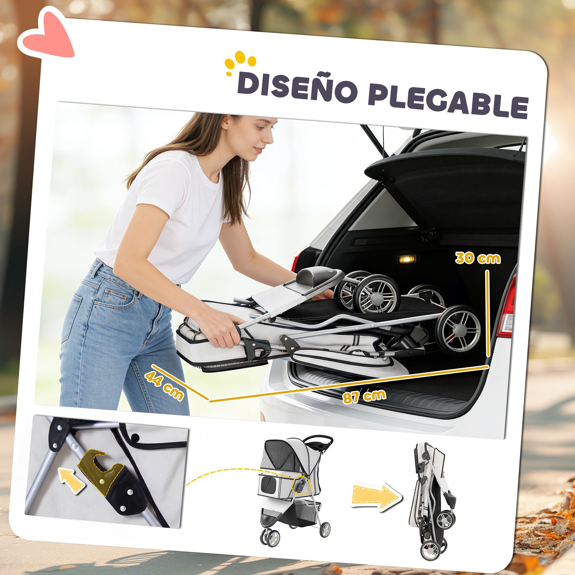 PawHut Carrito para Perro Gris Claro, , large Imagen numero 5