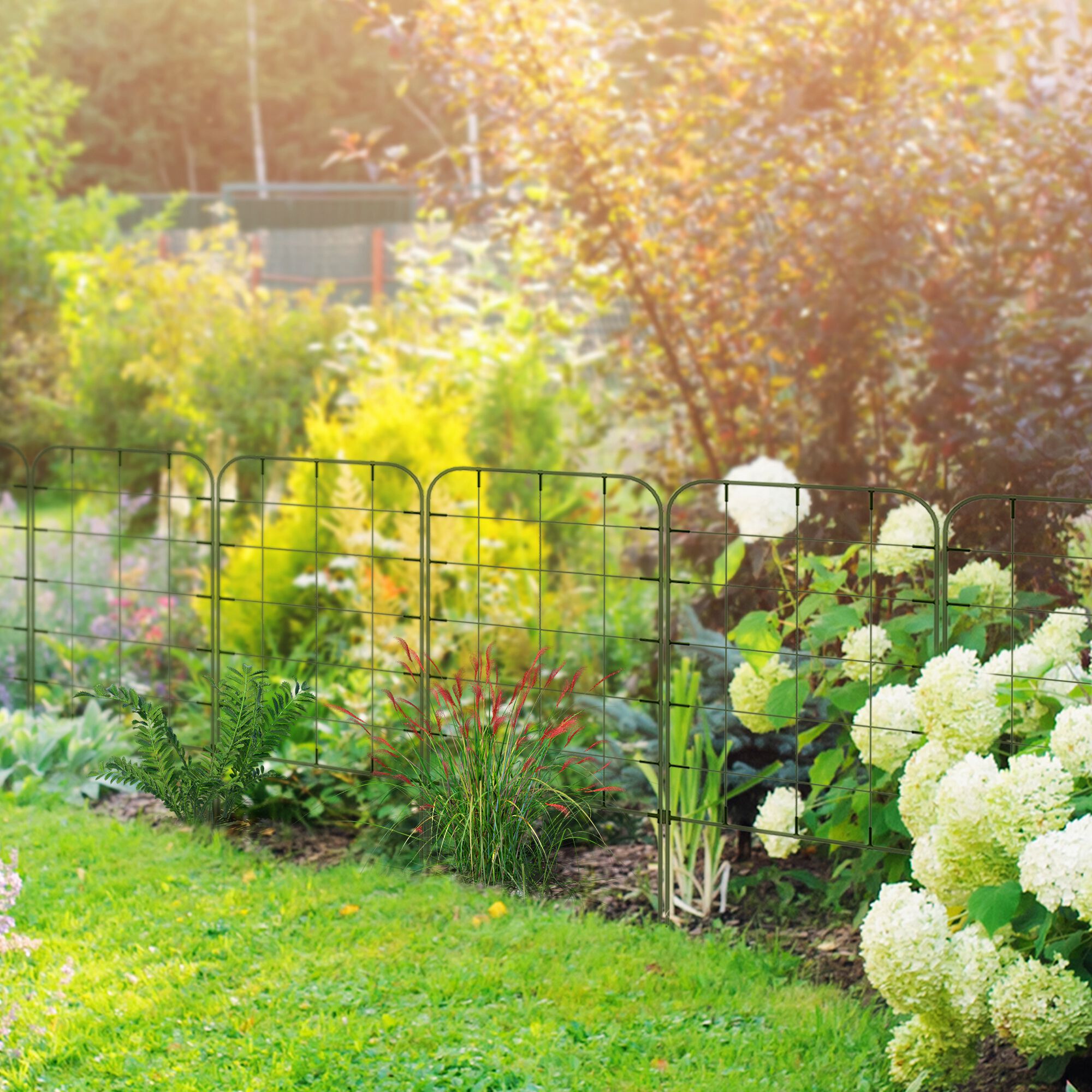 Outsunny Juego de 4 Enrejados de Jard&iacute;n Soportes para Plantas Trepadoras con Marco de Acero para Frutas Verduras Flores 40x90 cm Verde, , large Imagen numero 2