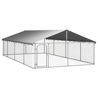 VidaXL Perrera Exterior Plateada para perros