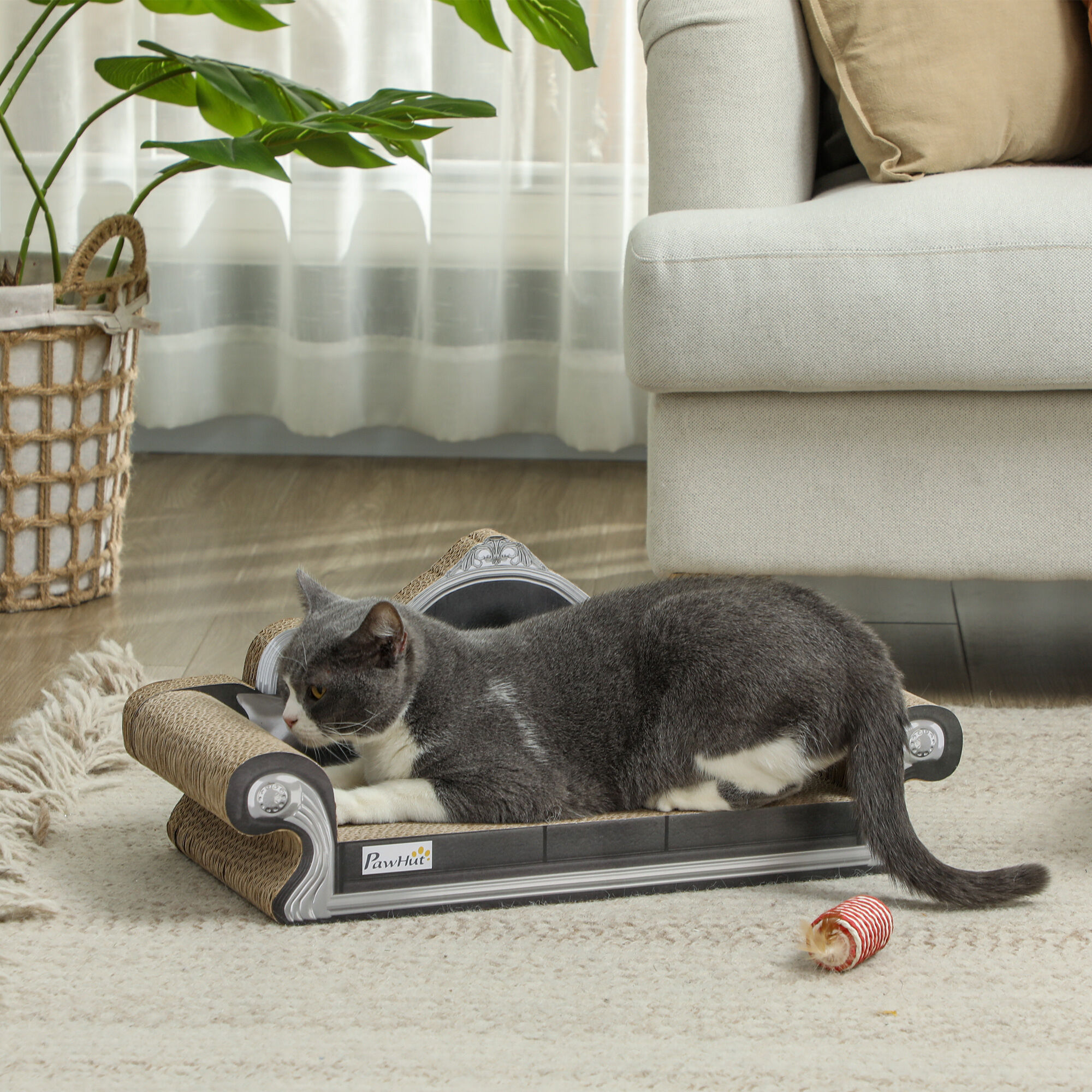 PawHut Rascador Cart&oacute;n Gatos Marr&oacute;n, , large Imagen numero 2