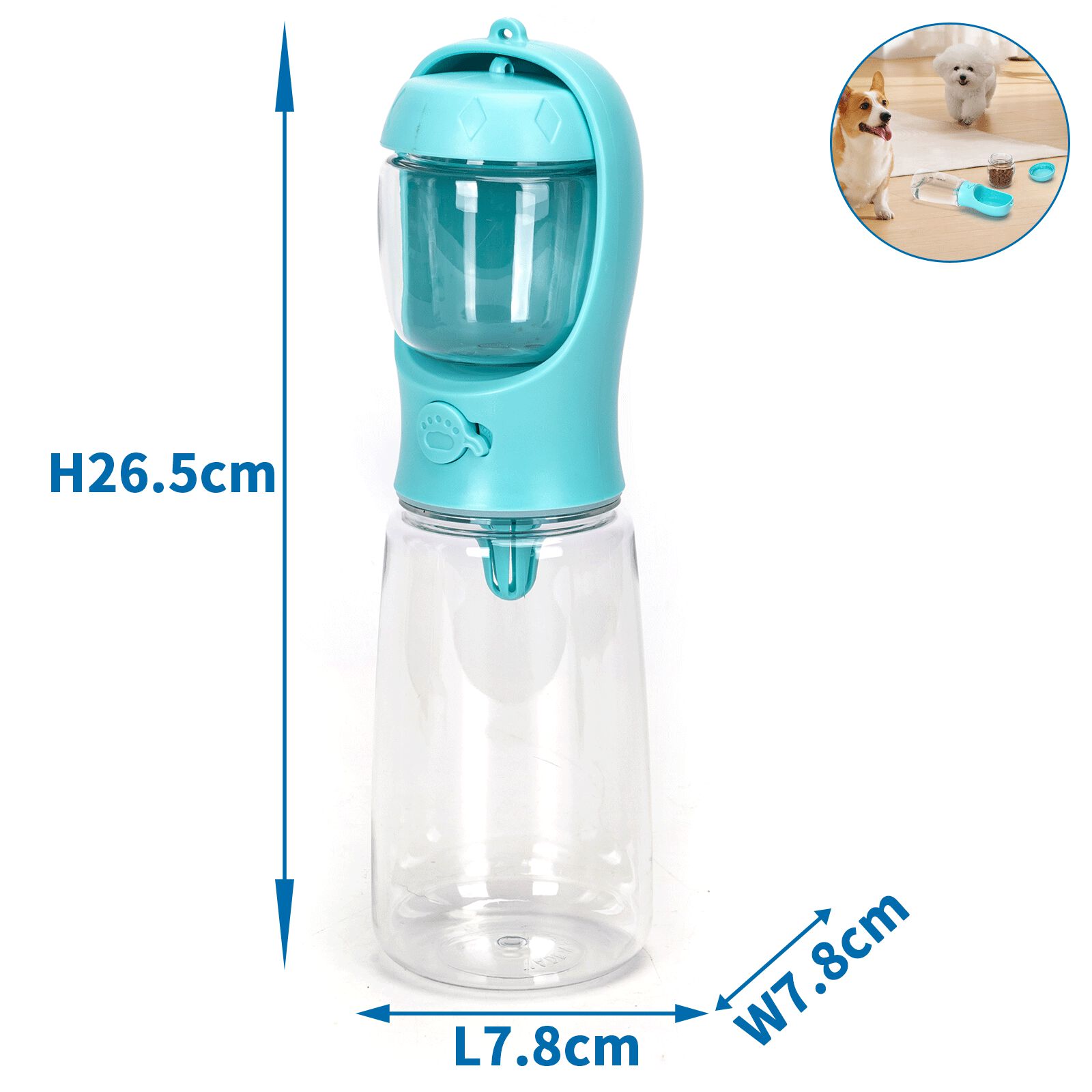 Nobleza Botella de Agua para Mascotas, 550ml Botellas de Agua para Perro Gato con 100ml Recipiente de Comida para para Caminar Viajar Acampar, , large Imagen numero 2