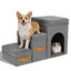 Nobleza Escalera para Perros Peque&ntilde;os y Gatos de 3 Pelda&ntilde;os &ndash; Rampa Plegable y Desmontable con Almacenaje y Cueva de Descanso, Escalones Antideslizantes Soporta hasta 50 kg, 77 &times; 36 &times; 44 cm, Gris, , large indicador imagen numero 1