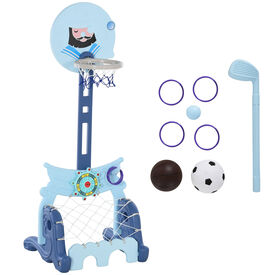 HOMCOM Set de deportes Azul con Soporte 4 en 1 para niños