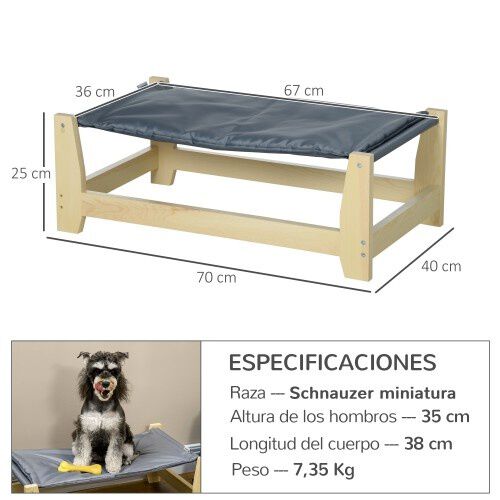 PawHut cama elevada gris para perros, , large Imagen numero 5
