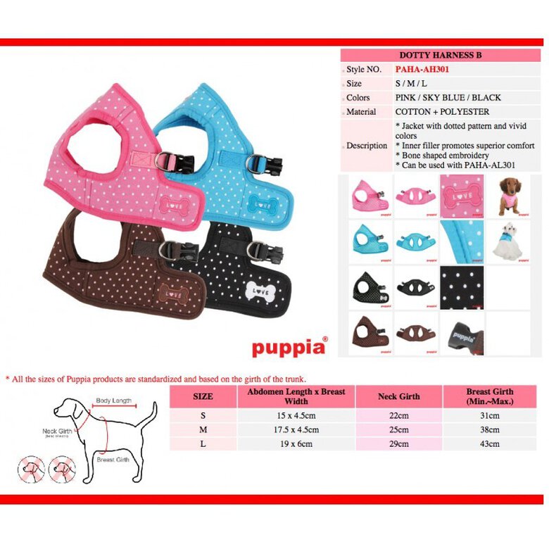 Arnés Dotty Vest para perros color Azul cielo