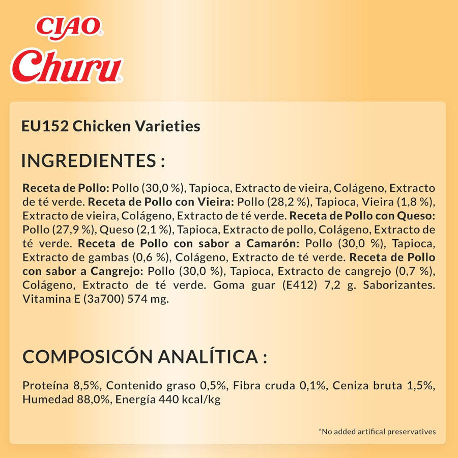 50 sobres x 14 g Churu Snack Cremoso Variedades de Pollo para gatos, , large Imagen numero 6