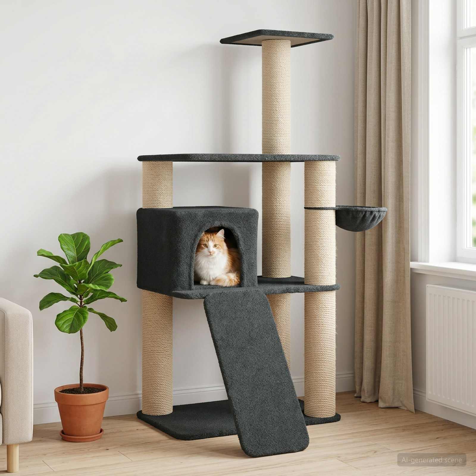 vidaXL &Aacute;rbol para gatos con postes de sisal Muebles Gatos &Aacute;rbol Interior, , large Imagen numero 2