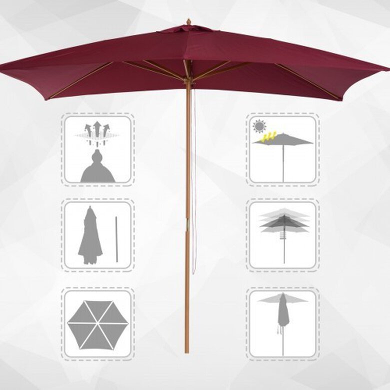 Sombrilla tipo parasol Outsunny color Vino, , large image number null