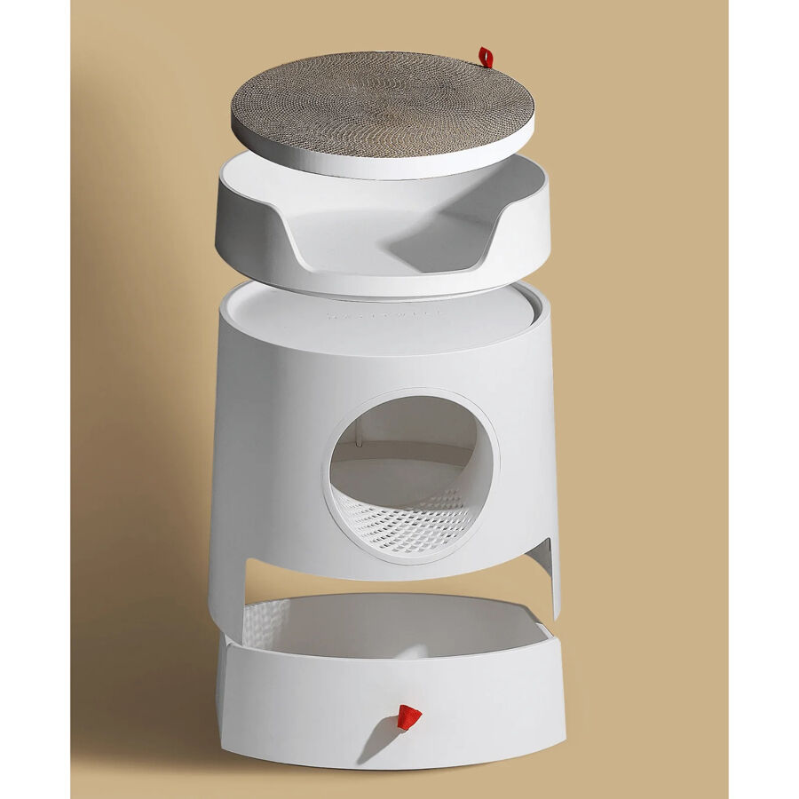 Arenero Semicerrado XL CASTELO &mdash; 4 en 1 con Rascador, Cama y Pala, , large Imagen numero 4