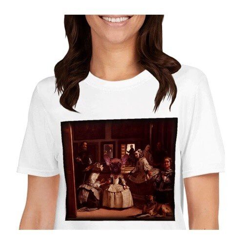 Mascochula camiseta mujer las meninas personalizada con tu mascota blanco thumbnail