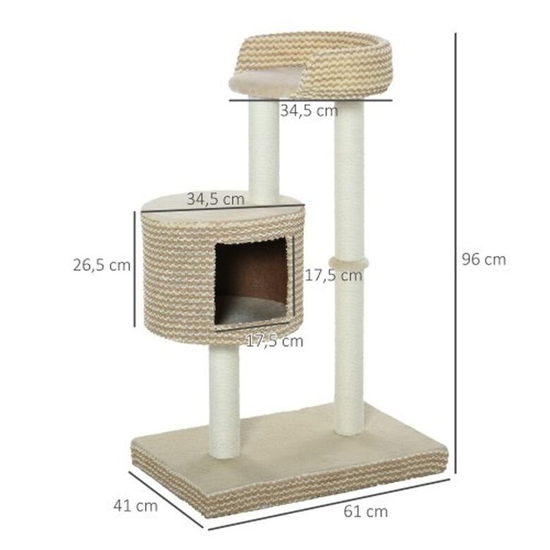 PawHut Árbol rascador multiusos para gatos color Beige y Café thumbnail