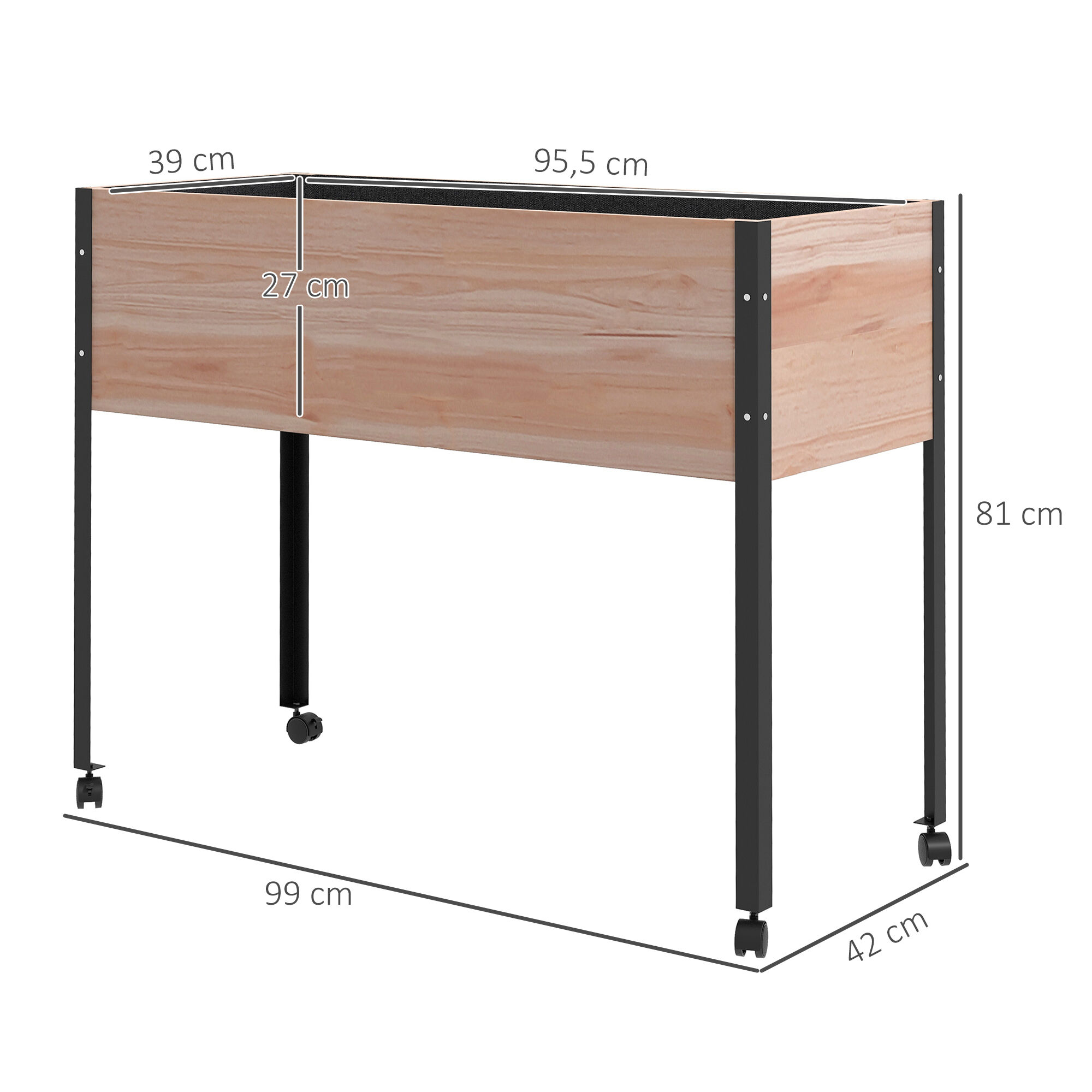 Outsunny Mesa de Cultivo Madera Natural, , large Imagen numero 3
