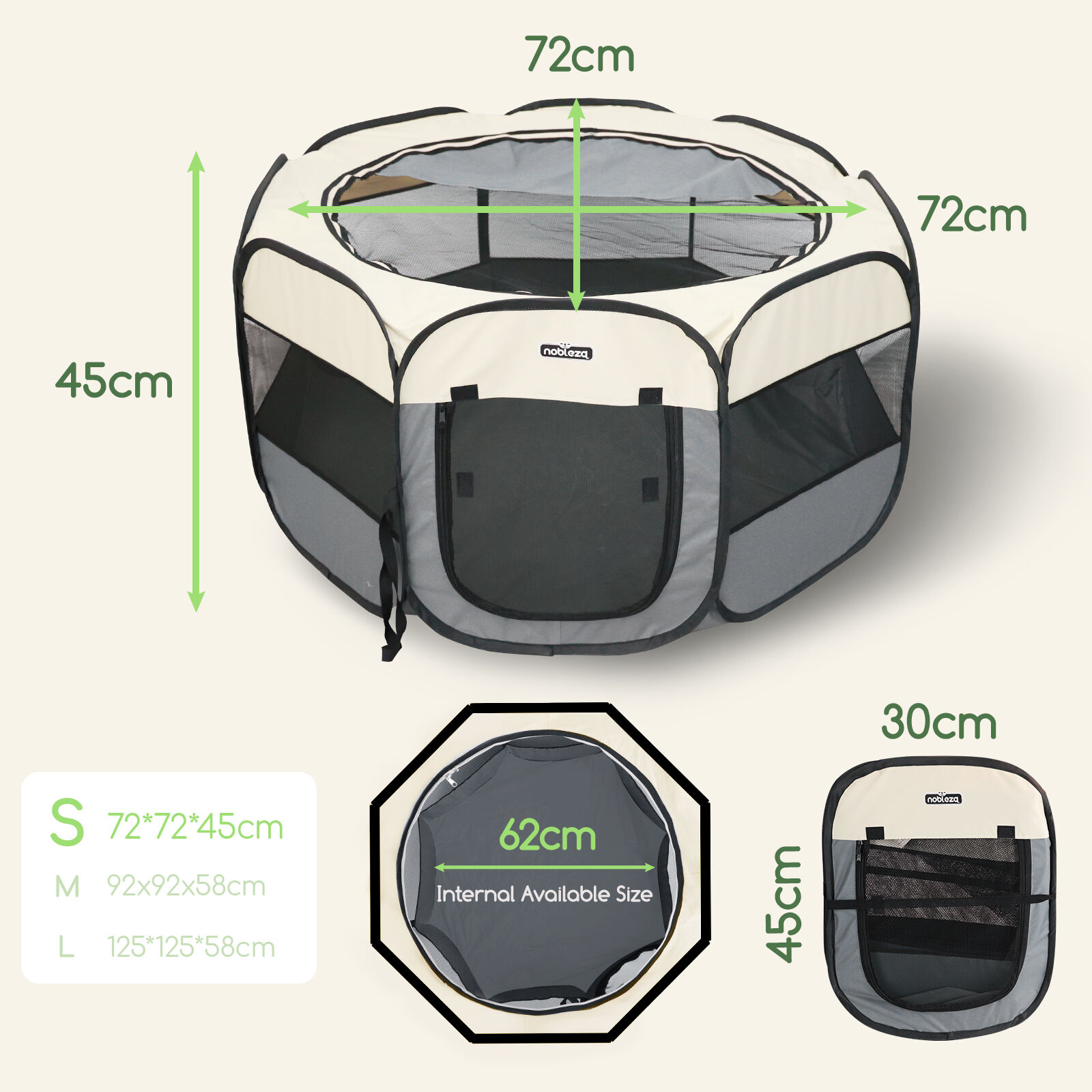 Nobleza - Parque Plegable para Perros, Port&aacute;til Parque para Perros, Impermeable Parque de Juego de Tela Oxford, Jaula Octagonal para Cachorros, Gatos, Perros, Conejos, 92x92x58cm, , large Imagen numero 3