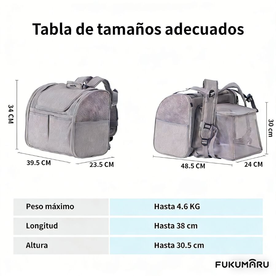 Fukumaru Mochila de Viaje Extensible para Mascotas &ndash; Transport&iacute;n Apto para Avi&oacute;n, C&oacute;modo, Plegable y Transpirable, , large Imagen numero 3