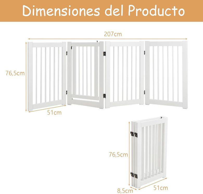 COSTWAY Barrera de Seguridad Plegable de Madera para Puerta y Escalera para Mascotas thumbnail