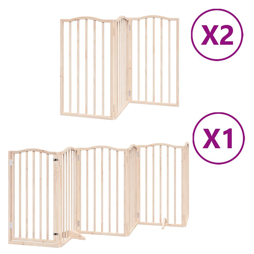 vidaXL Puerta para perros plegable 12 paneles madera de &aacute;lamo 600 cm, , large Imagen numero 1