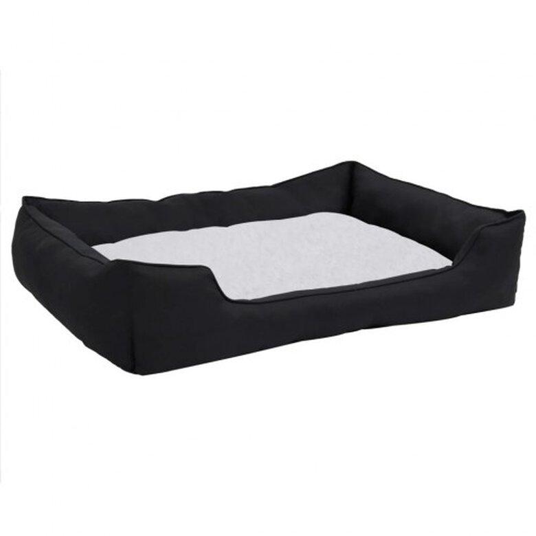 Vidaxl sofá acolchado rectangular con cojín negro y blanco para perros, , large image number null