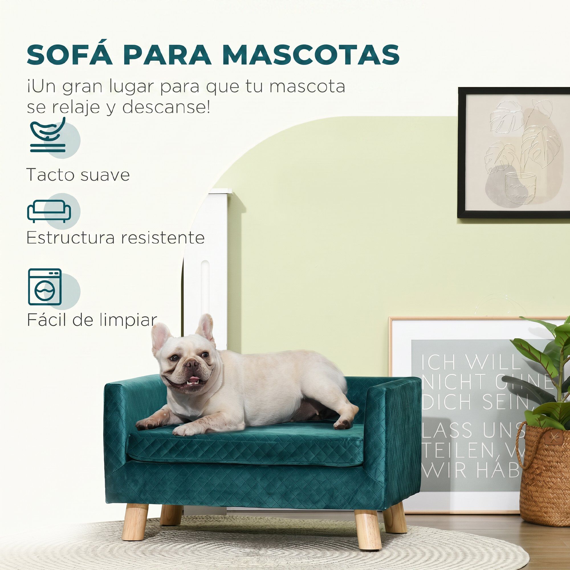 PawHut Sof&aacute; para Perro Azul, , large Imagen numero 4