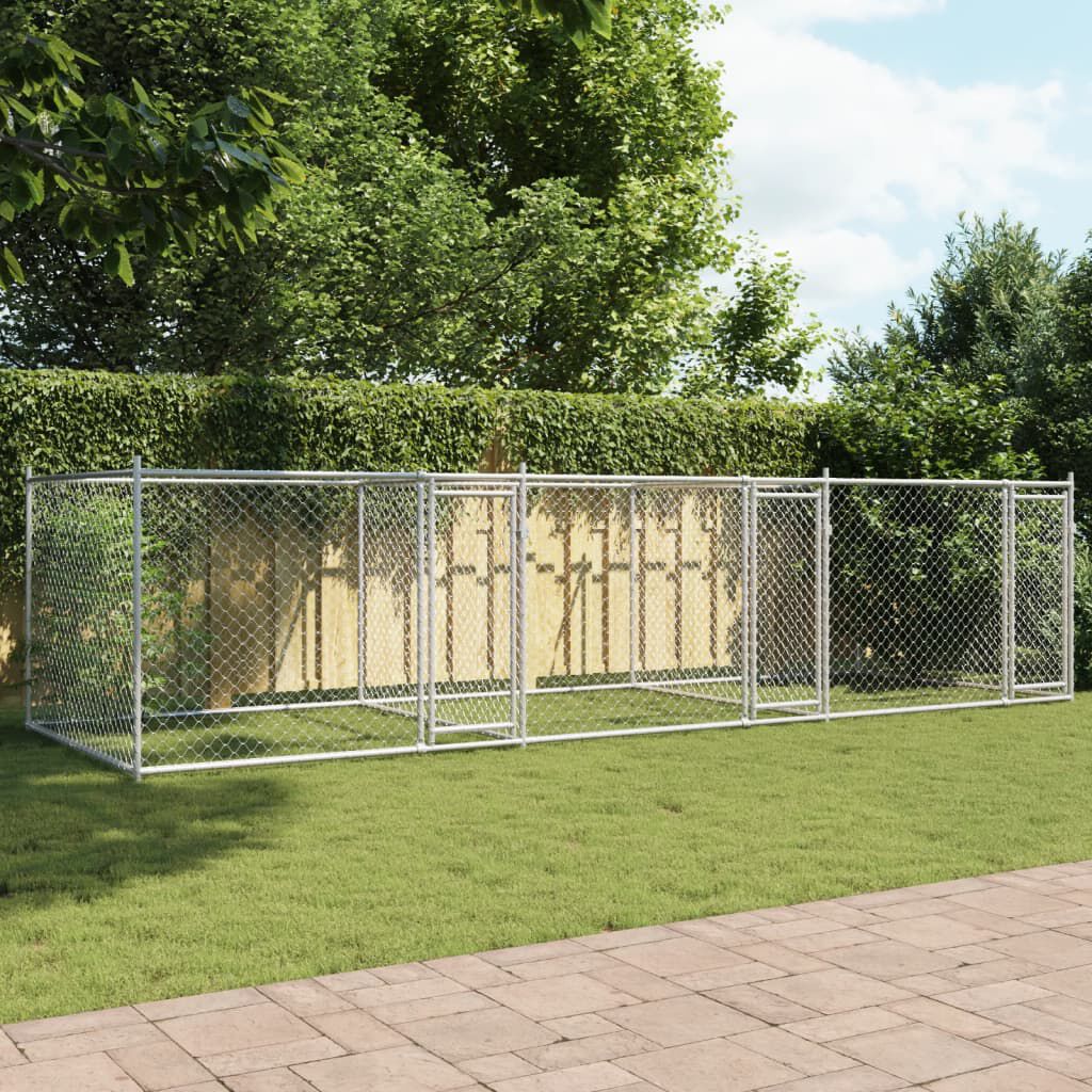 vidaXL Jaula de perros con puertas acero galvanizado gris 8x2x1,5 m, , large Imagen numero 16