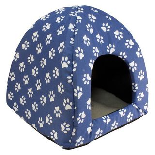 Cama iglú Huellas para perros y gatos color Azul