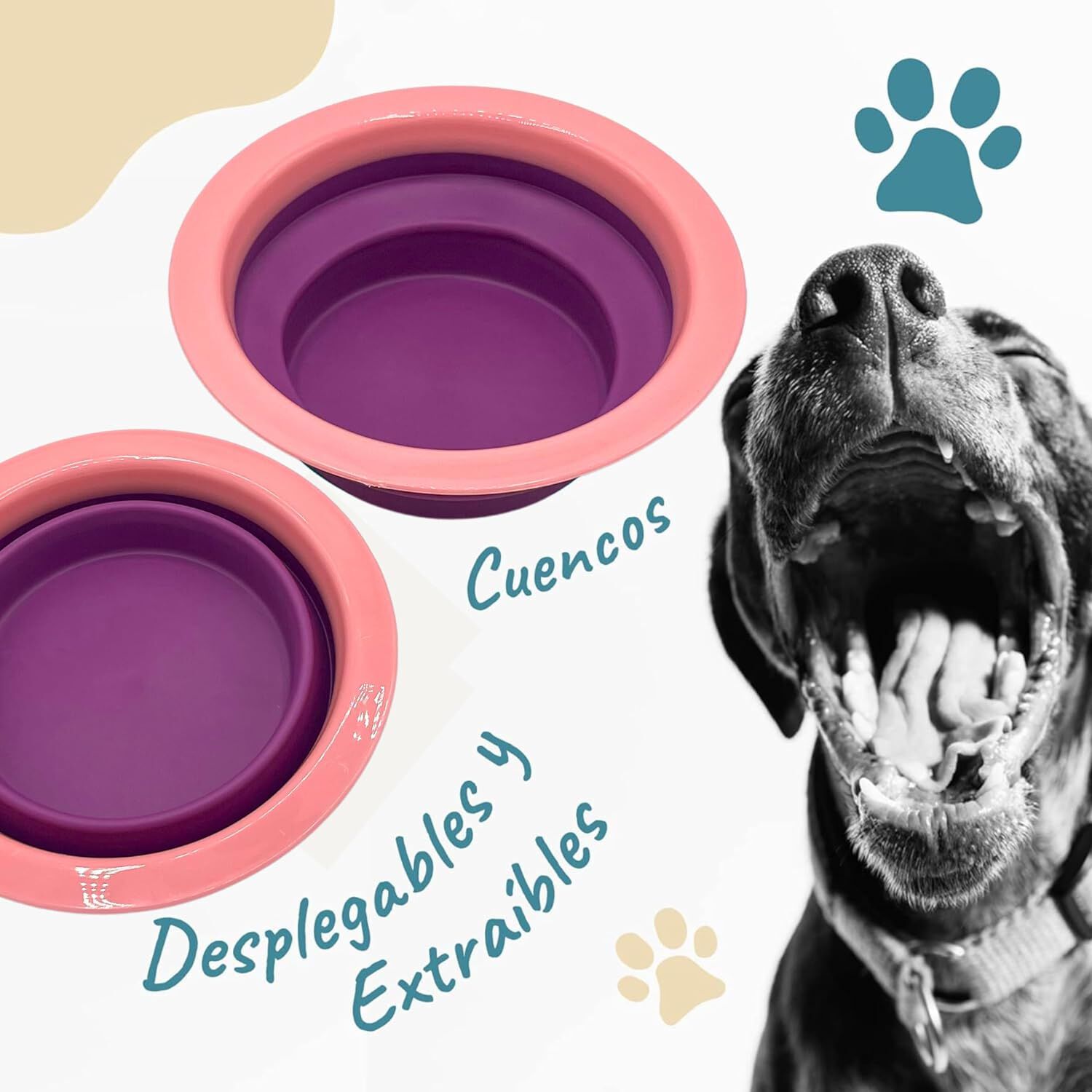 EL &Aacute;TICO PETS Comedero Perro Elevado con Bebedero Antisalpicaduras Perro. Comedero Perro Antivoracidad Desmontable, , large Imagen numero 2