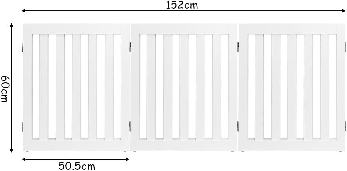 COSTWAY Cerca de Madera 60 cm Plegable para Mascotas Cerca Amplia Extra Giratoria a 360&deg;, Barrera Expandible (3 Paneles Blanco), , large Imagen numero 2