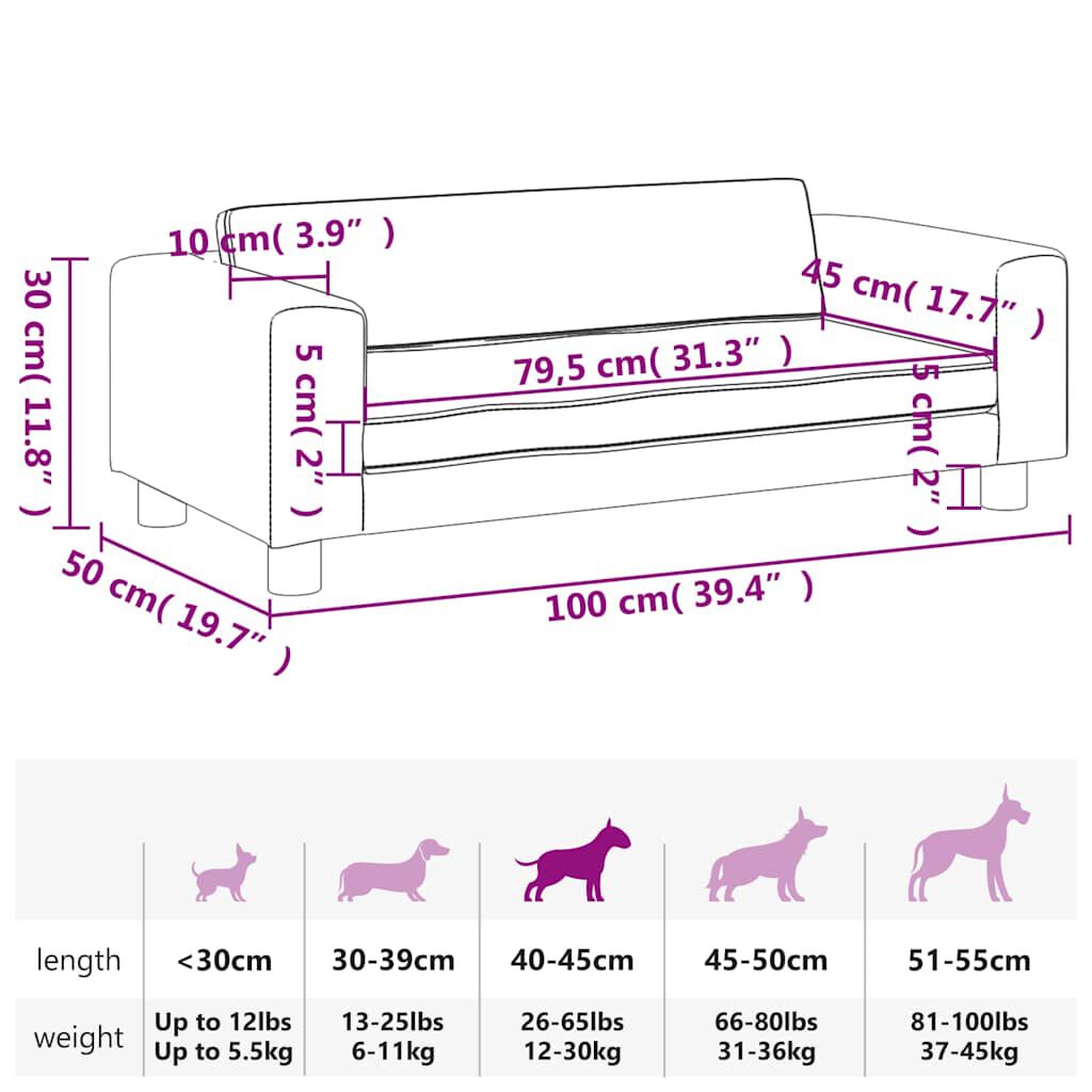 vidaXL Cama de perros con extensi&oacute;n cuero sint&eacute;tico crema 100x50x30 cm, , large Imagen numero 5