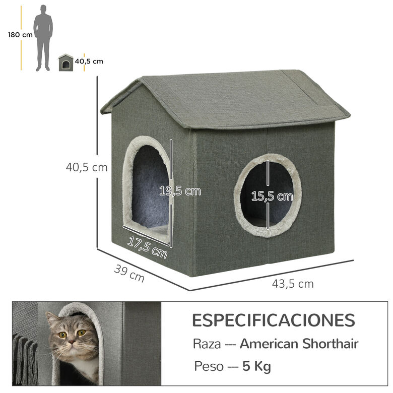 PawHut Casa Gris para Gatos thumbnail