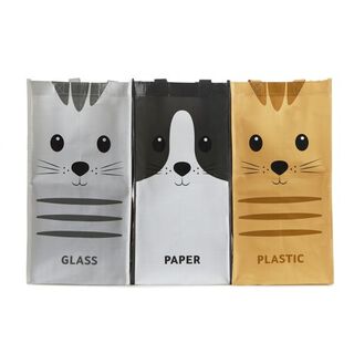 Balvi set de 3 bolsas reciclaje Meow multicolor