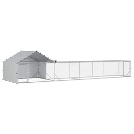 vidaXL Gallinero con techo y patio 2 uds. Plateado Acero Galvanizado de Patio