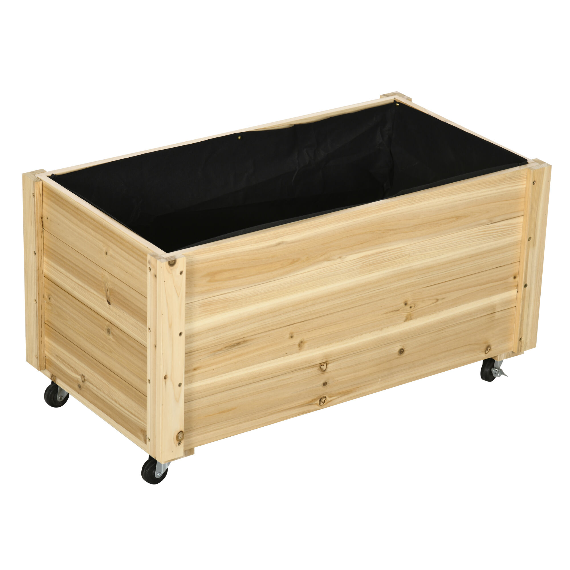 Outsunny Jardinera con Ruedas Madera Natural, , large Imagen numero 1