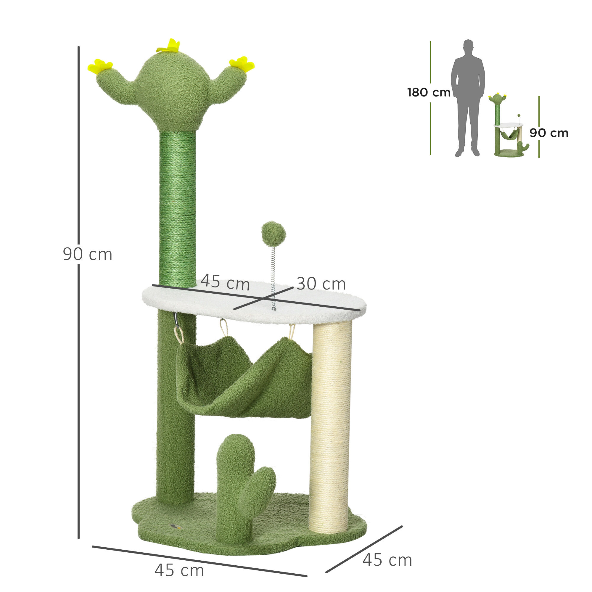 PawHut &Aacute;rbol Rascador para Gatos con Forma de Cactus, , large Imagen numero 3