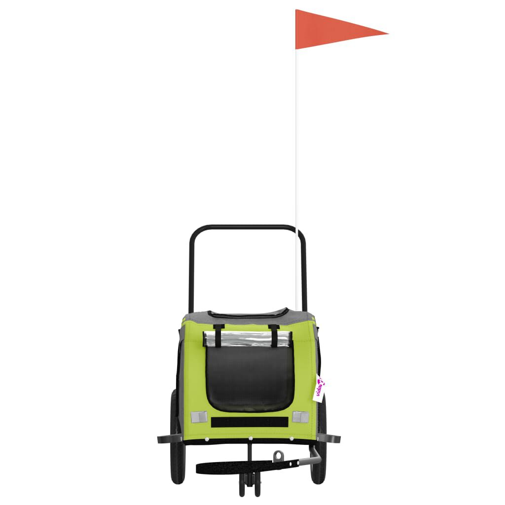 vidaXL Remolque de bicicleta mascotas hierro tela Oxford verde negro, , large Imagen numero 3