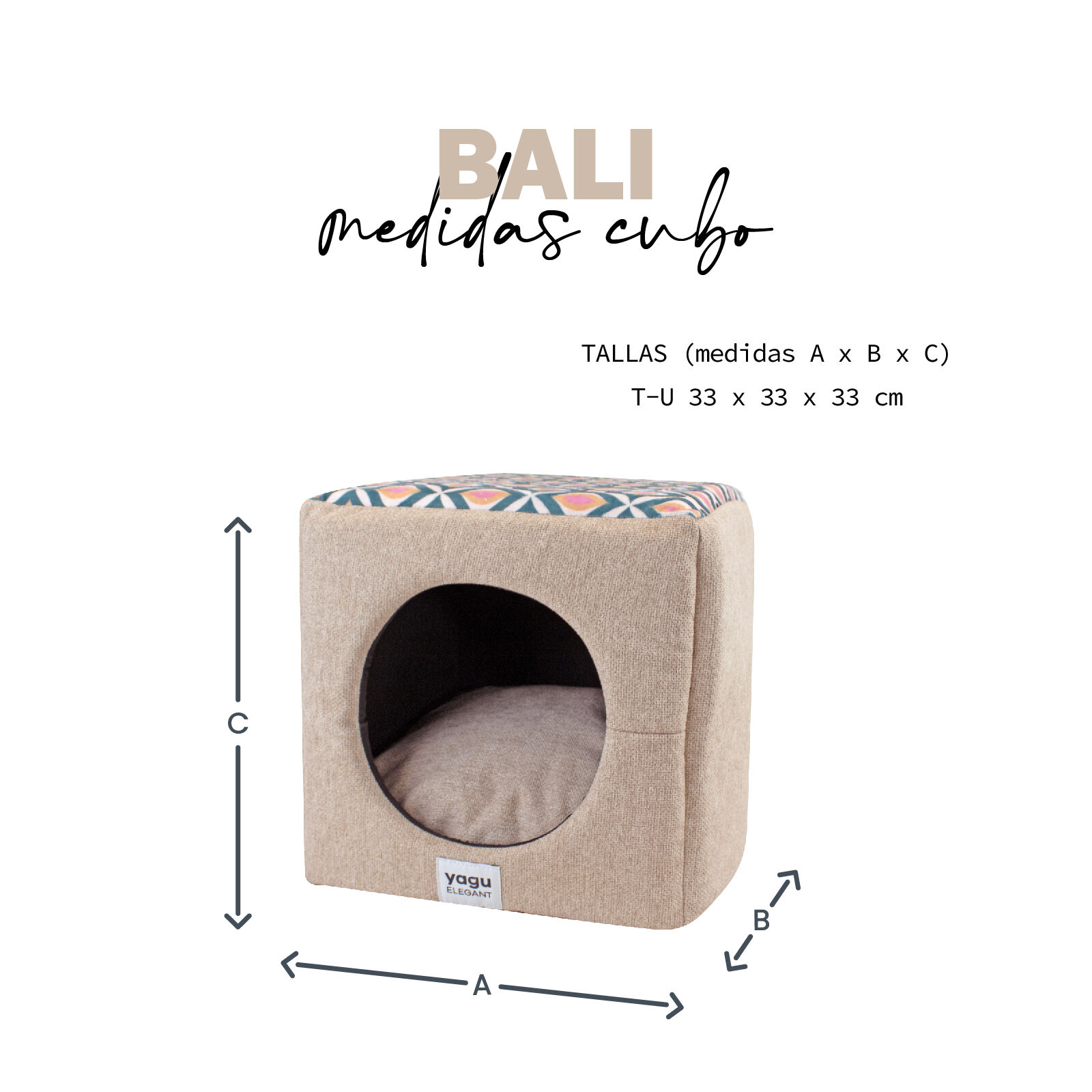 33 x 33 x 33 CM Yagu cubo bali T-U, , large Imagen numero 2