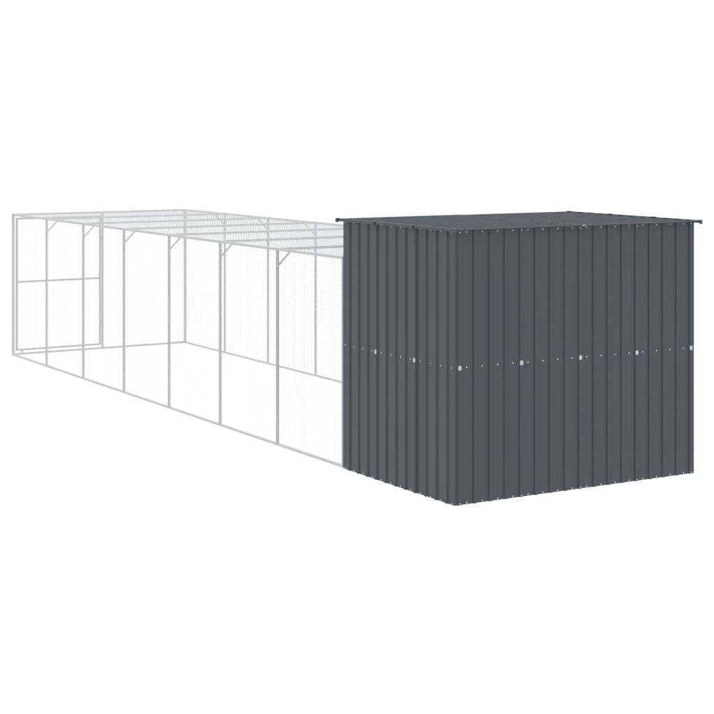 vidaXL Caseta perros con corral acero galvanizado gris 214x1069x181 cm, , large Imagen numero 13